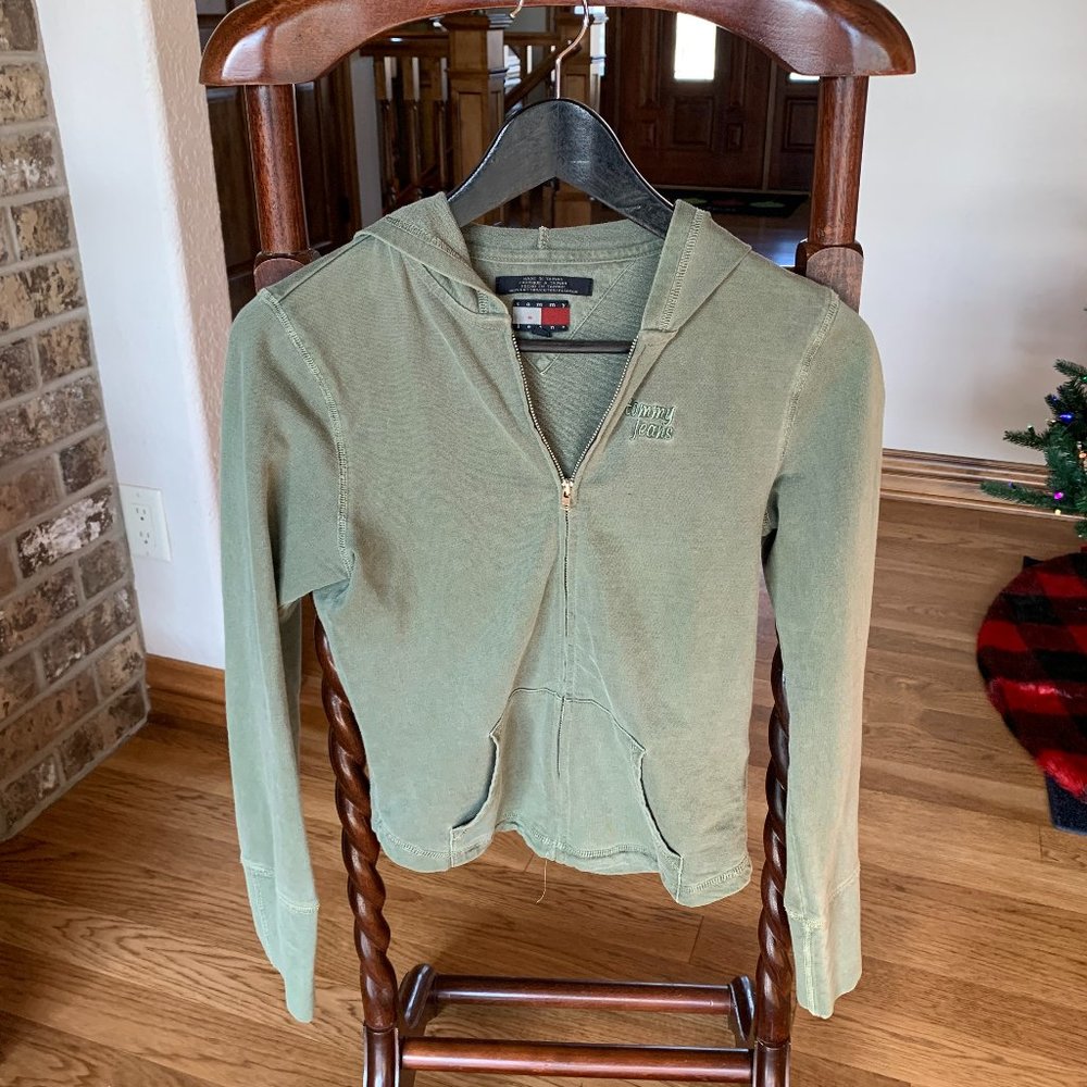 Tommy Hilfiger Olive Green Zip Up Jacket - Size Small